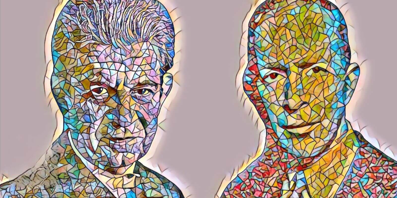 Imagem com foto de Koyré e Lacan em mosaíco